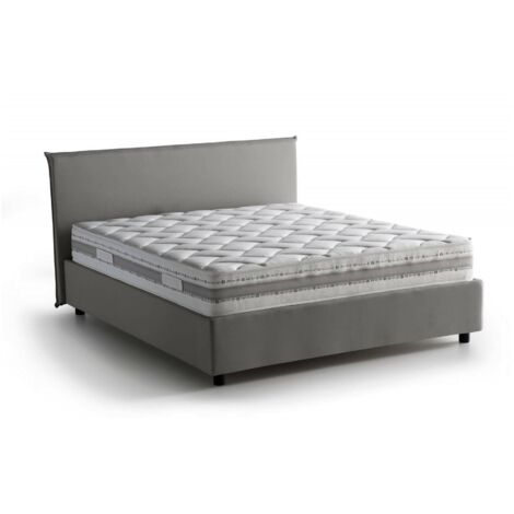 Talamo Italia - Letto matrimoniale Ariadni, Letto contenitore con rivestimento in tessuto, 100% Made in Italy, Apertura frontale, con materasso Cm 160x200 incluso, Grigio