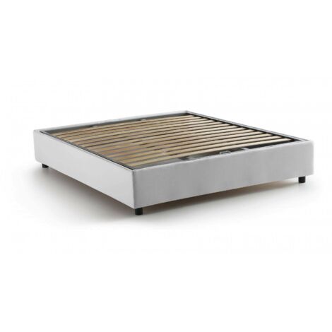 Talamo Italia Letto matrimoniale Elisa, Letto contenitore con rivestimento in tessuto, 100% Made in Italy, Apertura frontale, adatto per materasso Cm 160x190, Bianco, con imballo rinforzato