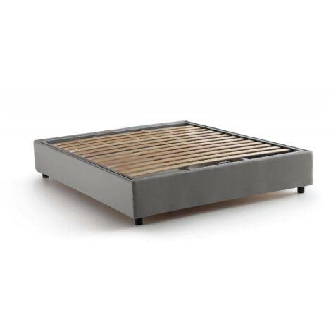 Talamo Italia Letto matrimoniale Elisa, Letto contenitore con rivestimento in tessuto, 100% Made in Italy, Apertura frontale, adatto per materasso Cm 160x190, Grigio, con imballo rinforzato