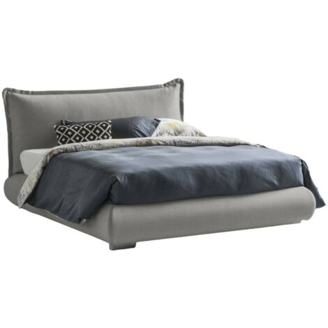 Talamo Italia - Letto matrimoniale Geras, Letto contenitore con rivestimento e testata in tessuto, 100% Made in Italy, Apertura frontale, adatto per materasso 160x190 cm, Grigio