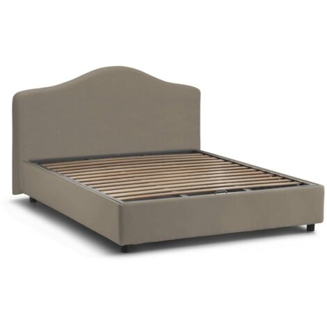 Talamo Italia Letto matrimoniale Isotta, Letto contenitore con rivestimento in tessuto, 100% Made in Italy, Apertura frontale, adatto per materasso Cm 160x200, Tortora, con imballo rinforzato