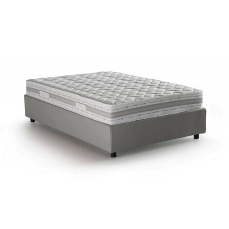Talamo Italia - Letto piazza e mezza Aftis, Letto contenitore con rivestimento in tessuto, 100% Made in Italy, Apertura laterale, con materasso Cm 120x190 incluso, Grigio