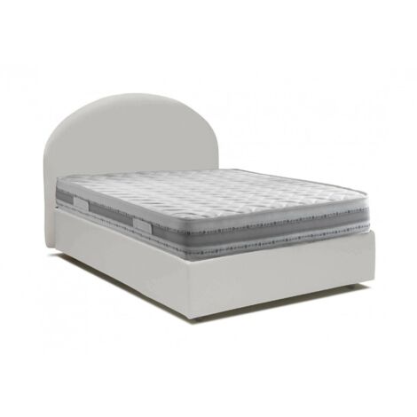 Talamo Italia - Letto piazza e mezza Ambher, Letto contenitore con rivestimento in ecopelle, 100% Made in Italy, Apertura frontale, con materasso Cm 120x190 incluso, Bianco
