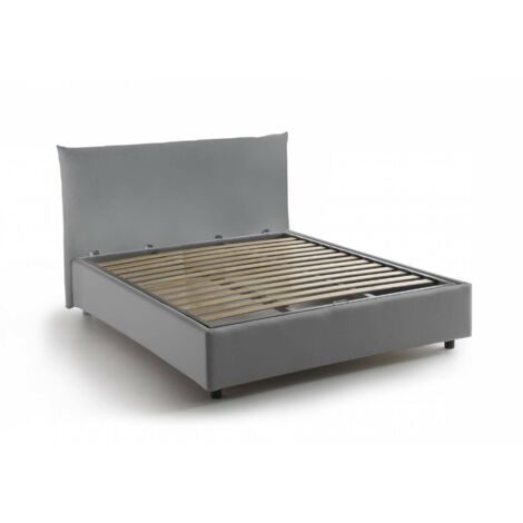 Talamo Italia - Letto piazza e mezza Amorino, Letto contenitore con rivestimento in tessuto, 100% Made in Italy, Apertura frontale, adatto per materasso Cm 120x190, Grigio