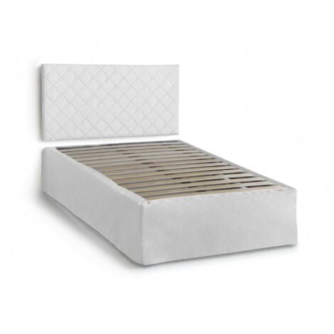 Talamo Italia - Letto piazza e mezza Anas, Set testata in ecopelle con rete ortopedica e mantovana, 100% Made in Italy, adatto a materasso da Cm 120x190, Bianco