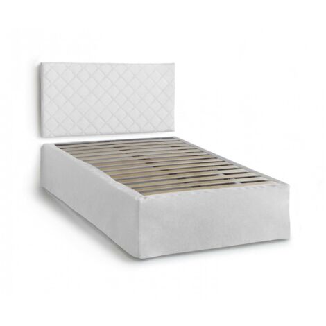 Talamo Italia - Letto piazza e mezza Anas, Set testata in ecopelle con rete ortopedica e mantovana, 100% Made in Italy, adatto a materasso da Cm 120x190, Bianco