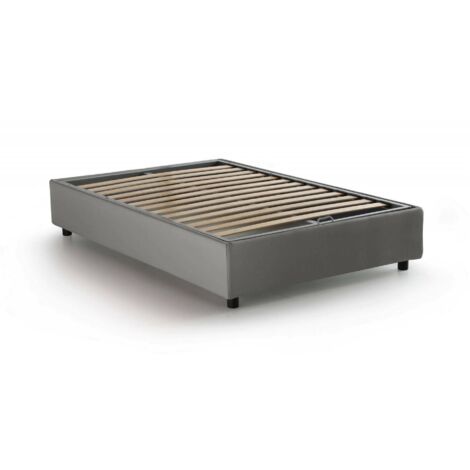 Talamo Italia - Letto piazza e mezza Andla, Letto contenitore con rivestimento in tessuto, 100% Made in Italy, Apertura frontale, adatto per materasso Cm 120x200, Grigio