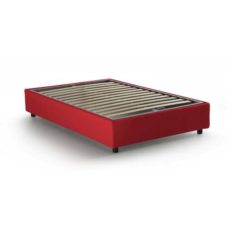 Talamo Italia - Letto piazza e mezza Ariba, Letto contenitore con rivestimento in tessuto, 100% Made in Italy, Apertura laterale, adatto per materasso Cm 120x190, Rosso