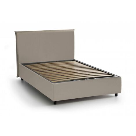 Talamo Italia Letto piazza e mezza Artemisia, Letto contenitore con rivestimento in ecopelle, 100% Made in Italy, Apertura frontale, adatto per materasso Cm 120x190, Tortora, con imballo rinforzato