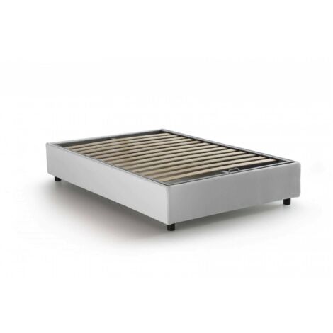 Talamo Italia - Letto piazza e mezza Asid, Letto contenitore con rivestimento in tessuto, 100% Made in Italy, Apertura frontale, adatto per materasso Cm 120x190, Bianco