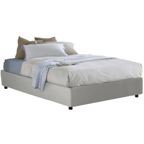 Talamo Italia Letto piazza e mezza Bianca, Letto contenitore con rivestimento in ecopelle, 100% Made in Italy, Apertura laterale, adatto per materasso Cm 120x190, Bianco