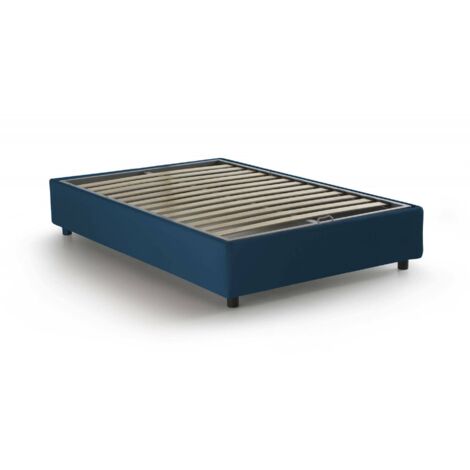 Talamo Italia Letto piazza e mezza Camilla, Letto contenitore con rivestimento in tessuto, 100% Made in Italy, Apertura laterale, adatto per materasso Cm 120x190, Blu, con imballo rinforzato
