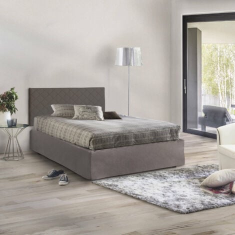 Talamo Italia Letto piazza e mezza Nicole, Letto contenitore con  rivestimento in tessuto, 100% Made in Italy, Apertura frontale, adatto per  materasso Cm 120x190, Blu, con imballo rinforzato