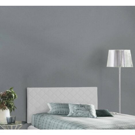 Talamo Italia Letto piazza e mezza Cleo, Testata in ecopelle a muro, 100% Made in Italy, adatta a letto da una piazza e mezza, Cm 130x60, Bianco, con imballo rinforzato