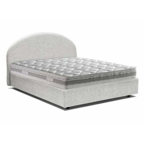 Talamo Italia Letto piazza e mezza Connie, Letto contenitore con rivestimento in tessuto, 100% Made in Italy, Apertura frontale, con materasso Cm 120x190 incluso, Bianco