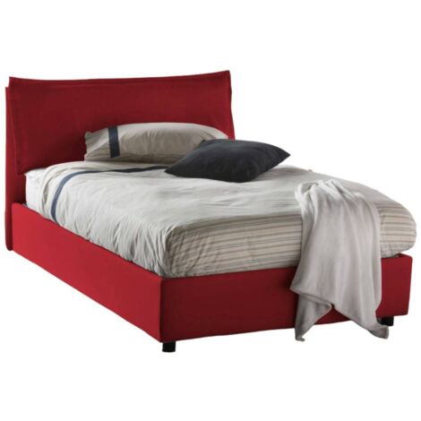 Talamo Italia Letto piazza e mezza Gloria, Letto contenitore con rivestimento in tessuto, 100% Made in Italy, Apertura frontale, adatto per materasso Cm 120x190, Rosso, con imballo rinforzato