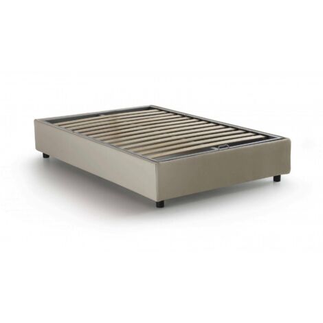 Talamo Italia Letto piazza e mezza Nicole, Letto contenitore con rivestimento in tessuto, 100% Made in Italy, Apertura frontale, adatto per materasso Cm 120x190, Beige, con imballo rinforzato