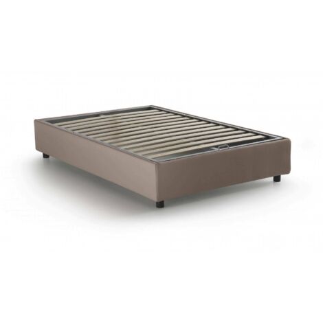 Talamo Italia Letto piazza e mezza Nicole, Letto contenitore con rivestimento in tessuto, 100% Made in Italy, Apertura frontale, adatto per materasso Cm 120x190, Tortora, con imballo rinforzato