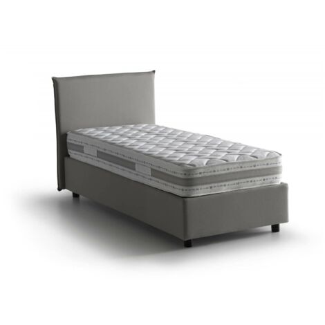 Talamo Italia Letto singolo Chiaraluna, Letto contenitore con rivestimento in tessuto, 100% Made in Italy, Apertura frontale, con materasso Cm 90x190 incluso, Grigio, con imballo rinforzato