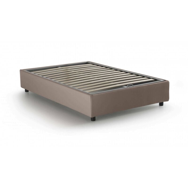 Talamo Italia - Lit carré et demi Nicole, Lit conteneur avec revêtement en tissu, 100% Made in Italy, Ouverture frontale, convient pour matelas cm