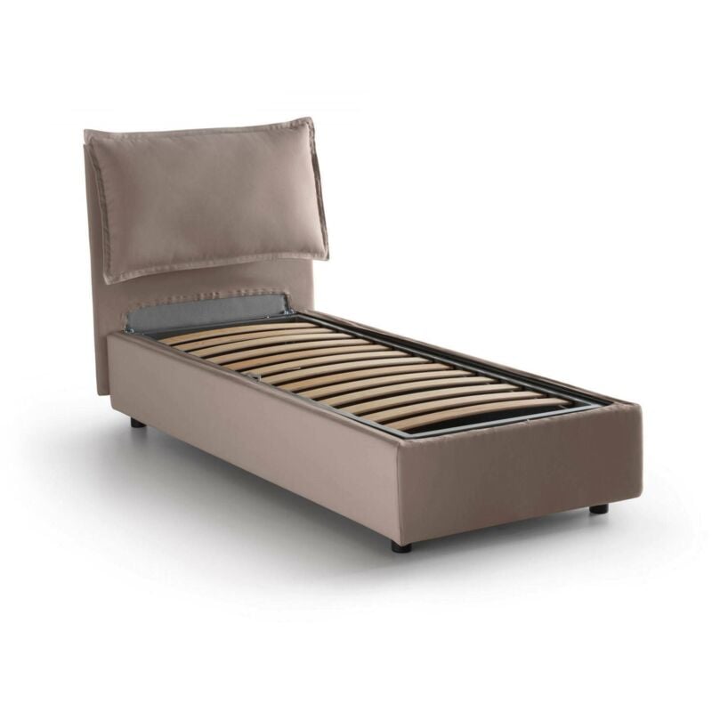 Talamo Italia - Lit simple Vanessa, Lit conteneur avec revêtement en tissu, 100% Made in Italy, Ouverture frontale, convient pour matelas 80x190 cm,