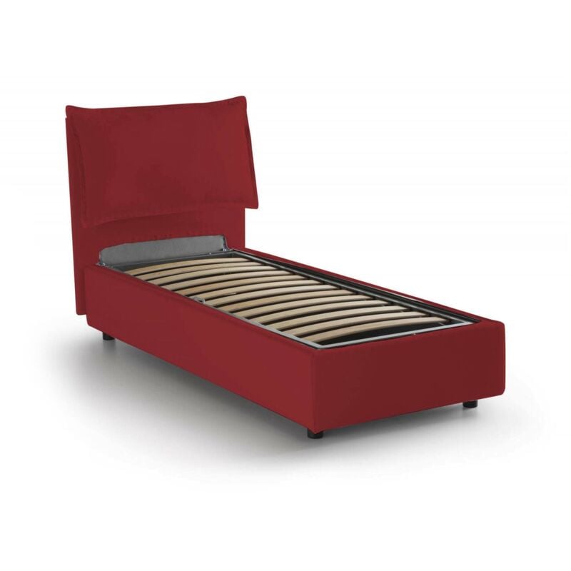 Talamo Italia - Lit simple Gemma, Lit conteneur avec revêtement en tissu, 100% Made in Italy, Ouverture frontale, convient pour matelas cm 80x200,