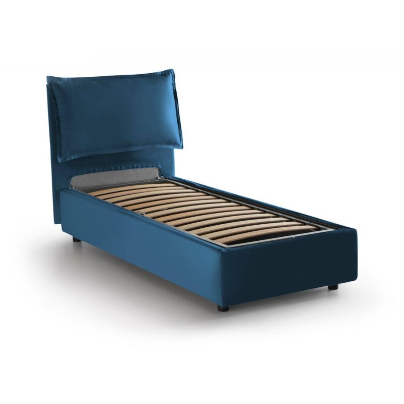 Talamo Italia Lit simple Zusanne, Lit conteneur avec revêtement en tissu, 100% Made in Italy, Ouverture frontale, convient pour matelas cm 90x190,