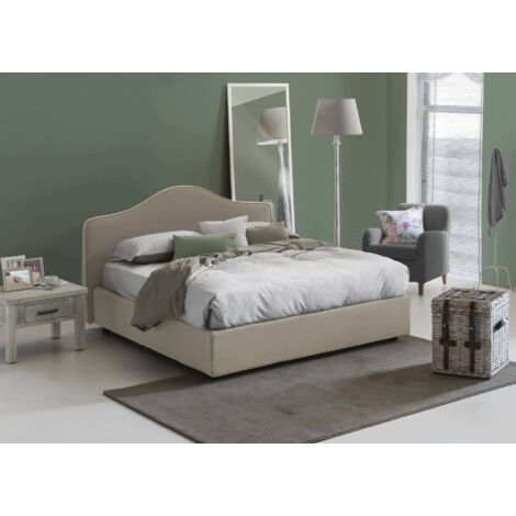 Talamo Italia Lit double Isotta, Lit conteneur avec revêtement en tissu, 100% Made in Italy, Ouverture frontale, convient pour matelas Cm 160x200, Tourterelle, avec emballage renforcé