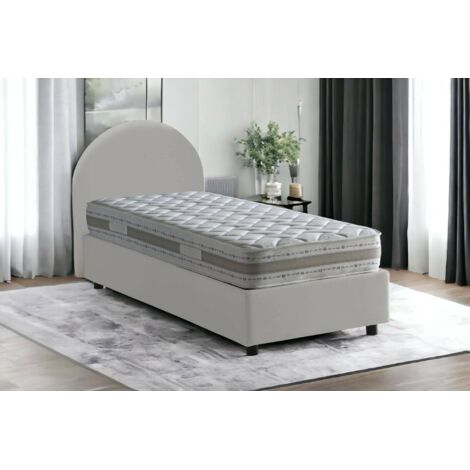Talamo Italia Lit simple Giorgia, Lit conteneur avec revêtement en cuir écologique, 100% Made in Italy, Ouverture latérale, convient pour matelas 80x190 cm, Blanc, avec emballage renforcé