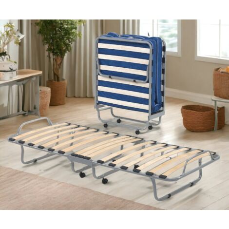 Talamo Italia Lit simple orthopédique et pliant, Made in Italy, avec housse en éco-cuir, avec matelas 80x190 cm inclus, Taupe, avec emballage renforcé