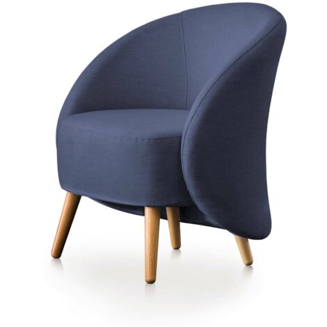 Talamo Italia Lounge-Sessel Annarella, Design-Sessel für das Wohnzimmer, 100% Made in Italy, Relaxsessel aus gepolstertem Stoff, Cm 70x60h80, Blau