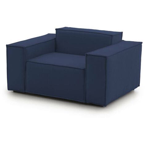 Talamo Italia Lounge-Sessel Emanuela, Lounge-Sessel, 100% Made in Italy, Relaxsessel aus gepolstertem Stoff, Cm 140x95h70, Blau