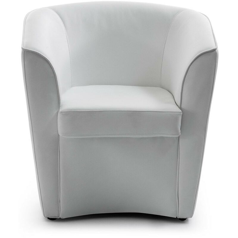 Talamo Italia - Lounge Sessel Milano, Moderner Relaxsessel, Made in Italy, aus weichem Kunstleder, Cm: 70x60h80, Farbe Weiß