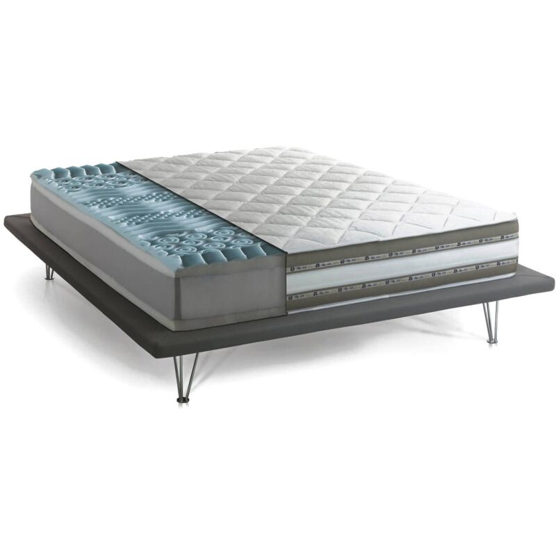 Talamo Italia - Matelas double Naike, Matelas déhoussable en Memory Foam et Gel Waterfoam, 100% Made in Italy, Anti-acarien et hypoallergénique, Cm