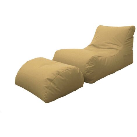 Talamo Italia Moderne Chaiselongue fürs Wohnzimmer, Made in Italy, Sessel mit Fußstütze aus Nylon, Gepolsterter Sitzpuff für Schlafzimmer, 120x80h60 cm, Farbe Beige