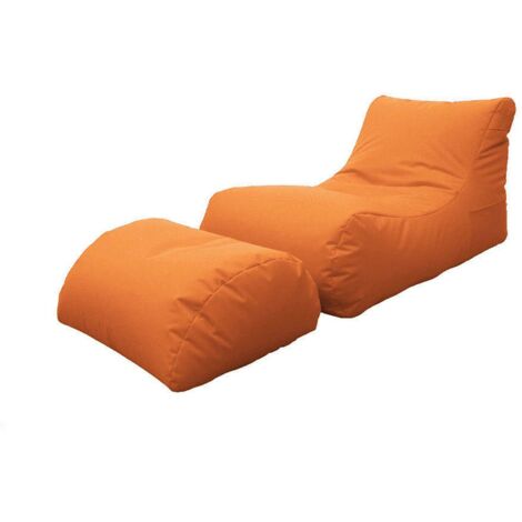 Talamo Italia Moderne Wohnzimmer-Chaiselongue, Made in Italy, Sessel mit Nylon-Fußstütze, Gepolsterter Sitzpuff für Schlafzimmer, 120x80h60 cm, Farbe Orange