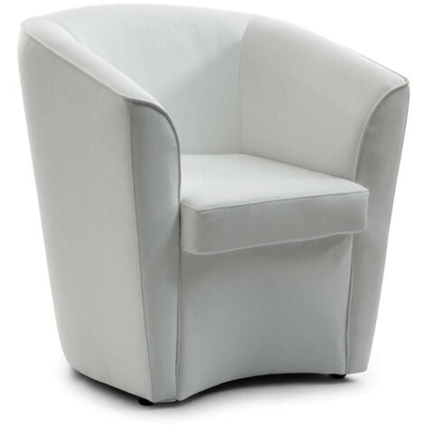 Talamo Italia - Poltrona Artello, Poltrona da salotto, 100% Made in Italy, Poltroncina relax in ecopelle, Cm 70x60h74, Bianco