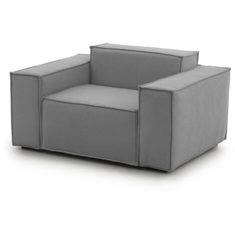 Talamo Italia - Poltrona Leonia, Poltrona da salotto, 100% Made in Italy, Poltroncina relax in tessuto imbottito, Cm 140x95h70, Grigio