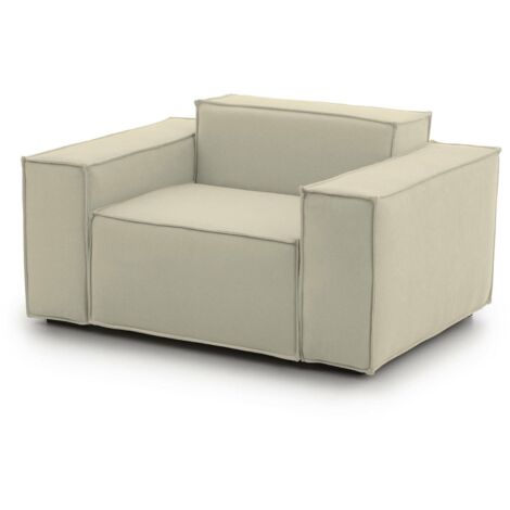 Talamo Italia - Poltrona Rodonite, Poltrona da salotto, 100% Made in Italy, Poltroncina relax in tessuto imbottito, Cm 160x95h70, Beige