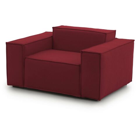 Talamo Italia - Poltrona Rodonite, Poltrona da salotto, 100% Made in Italy, Poltroncina relax in tessuto imbottito, Cm 160x95h70, Rosso