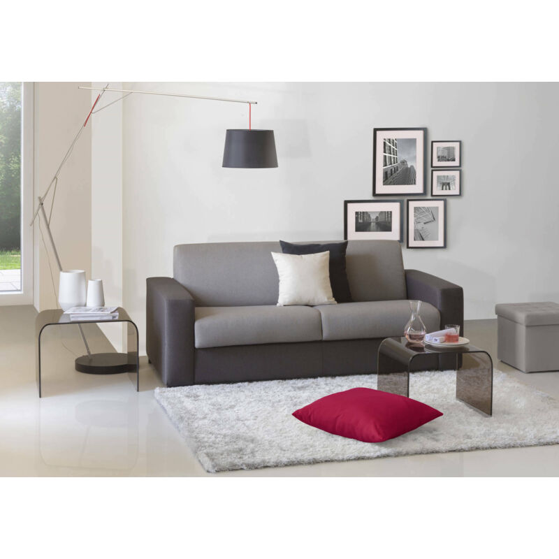 Portofino Canapé 2 places, Canapé de salon, Fabriqué en Italie, en tissu rembourré, avec accoudoirs fins, Cm: 160x95h90, Couleur Gris et Anthracite