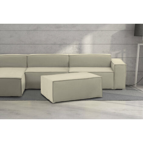 Talamo Italia Pouf Antonella, Pouf de salon, 100% Made in Italy, Fauteuil relax en tissu rembourré, Cm 100x70h43, Beige, avec emballage renforcé