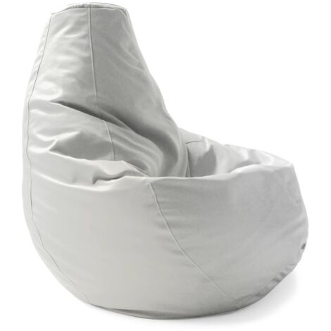 Talamo Italia - Pouf Asino, Pouf a sacco, Poltrona a sacco in ecopelle, 100% Made in Italy, 70x70h110 cm, Bianco