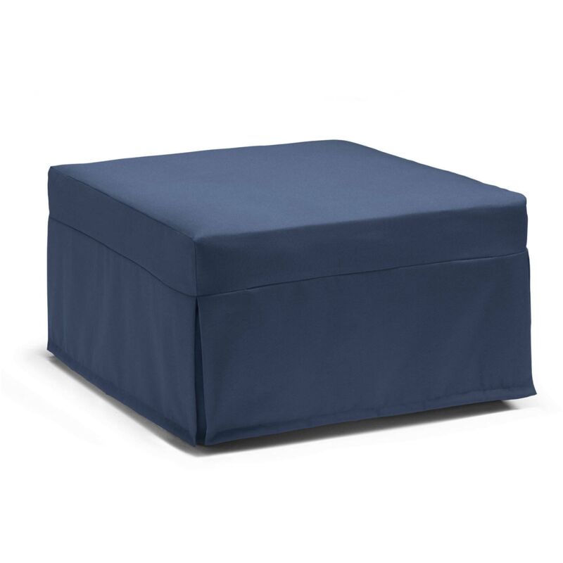 Talamo Italia - Lit pliant Ancilla, Pouf convertible en lit simple, 100% Made in Italy, Pouf de salon en tissu, Cm 80x80h45, Bleu, avec emballage