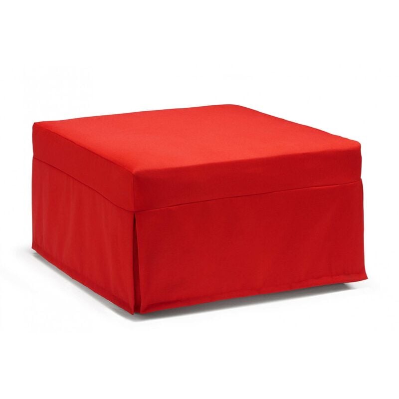 Talamo Italia Lit pliant Ancilla, Pouf convertible en lit simple, 100% Made in Italy, Pouf de salon en tissu, Cm 80x80h45, Rouge, avec emballage