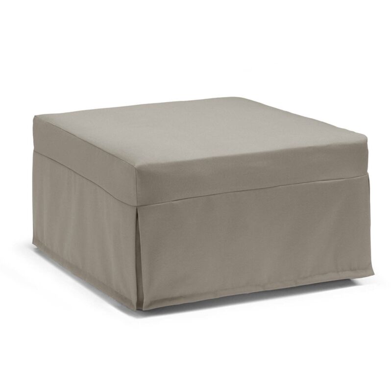 Talamo Italia - Lit pliant Ancilla, Pouf convertible en lit simple, 100% Made in Italy, Pouf de salon en tissu, Cm 80x80h45, Tourterelle, avec
