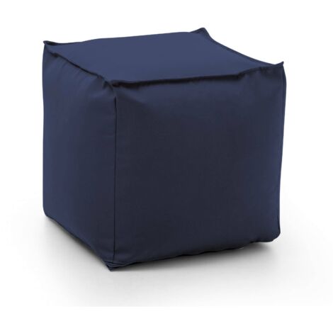 Talamo Italia Puff Annalaura, Multifunktionshocker, 100% Made in Italy, Relaxsessel aus gepolstertem Stoff, Cm 45x45h45, Blau
