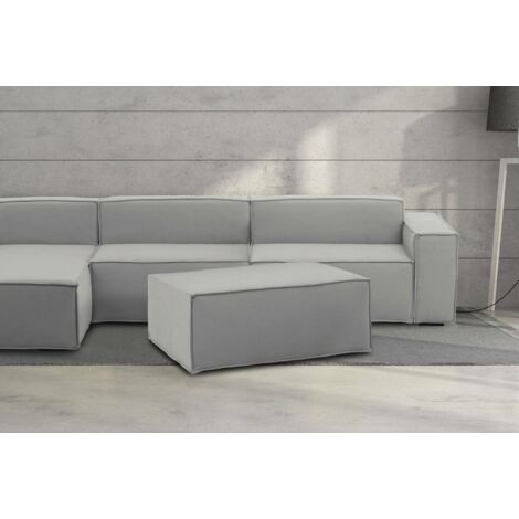 Talamo Italia Puff Antonella, Otomana de la sala de estar, 100% Made in Italy, Sillón relax en tela tapizada, Cm 100x70h43, Gris, con embalaje reforzado