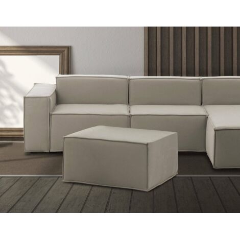 Talamo Italia Puff Barbara, Otomana de la sala de estar, 100% Made in Italy, Sillón relax en tela tapizada, 80x70h43cm, Tórtola, con embalaje reforzado