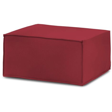 Talamo Italia Puff Barbara, Ottomane im Wohnzimmer, 100% Made in Italy, Relaxsessel aus gepolstertem Stoff, Cm 80x70h43, Rot
